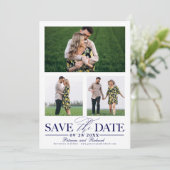 Invitation Mariage élégant Enregistrer La Date 3 Photo Collag (Debout devant)