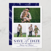 Invitation Mariage élégant Enregistrer La Date 3 Photo Collag (Devant / Derrière)