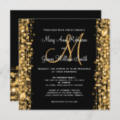 Invitation Mariage Élégant Enregistrez La Date Paillettes Or (Devant / Derrière)