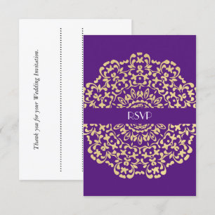 Invitation Mariage élégant et classe Deep Purple Gold en dent