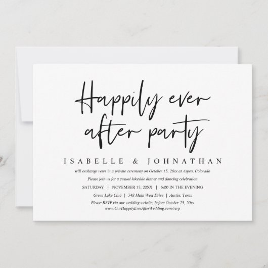 Invitation Mariage Élégant et Décontracté Fête d'Elopement (Devant)