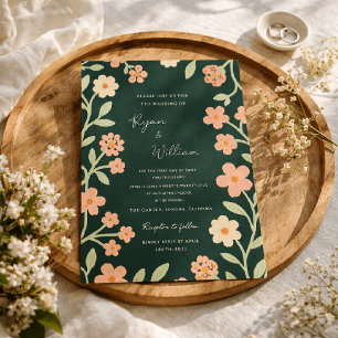 Invitation Mariage Élégant et Fantaisiste avec Bordure Floral