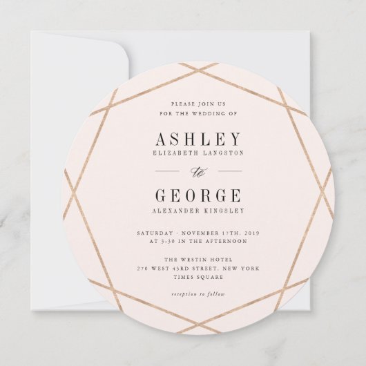 Invitation Mariage élégant et géométrique en pierre carrée ro (Dos)