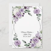 Invitation Mariage élégant et géométrique floral et argenté v (Dos)