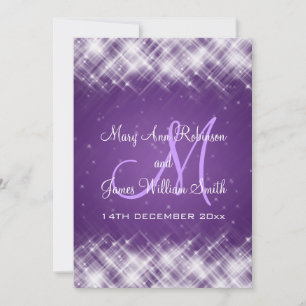Invitation Mariage élégant et glamour étincelle le violet