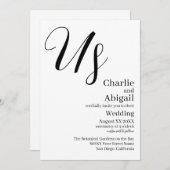 Invitation Mariage élégant et moderne américain sur blanc (Devant / Derrière)