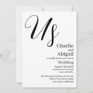Invitation Mariage élégant et moderne américain sur blanc