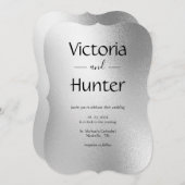 Invitation Mariage élégant et moderne en métal argenté (Devant / Derrière)