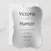 Invitation Mariage élégant et moderne en métal argenté (Devant)