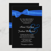 Invitation Mariage élégant et noir ROYAL BLUE Faux Satin Bow (Devant / Derrière)