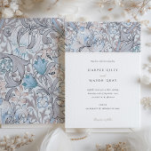 Invitation Mariage élégant et pastel Morris classique Golden