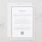 Invitation Mariage élégant et RSVP QR Code Détails Dusty Blue (Dos)