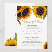 Invitation Mariage élégant et rustique aux tournesols changem (Devant / Derrière)