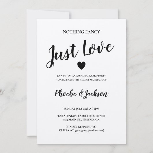 Invitation Mariage Élégant et Rustique Fête Décontractée (Devant)