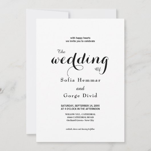 Invitation Mariage Élégant Et Scriptif Moderne (Devant)