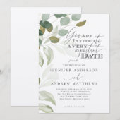Invitation Mariage élégant et succulent avec verdure d'eucaly (Devant / Derrière)