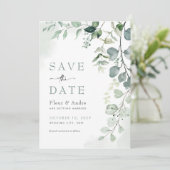 Invitation Mariage élégant et verdoyant Sauvez la date (Debout devant)