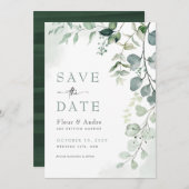 Invitation Mariage élégant et verdoyant Sauvez la date (Devant / Derrière)