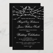 Invitation Mariage Élégant Étincelant Noir (Devant / Derrière)