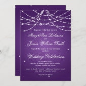 Invitation Mariage Élégant Étincelant Violet (Devant / Derrière)