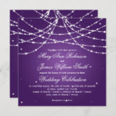 Invitation Mariage Élégant Étincelant Violet (Devant / Derrière)