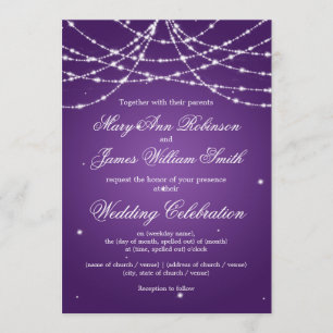 Invitation Mariage Élégant Étincelant Violet en Filigrane