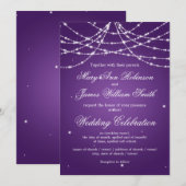 Invitation Mariage Élégant Étincelant Violet Foncé (Devant / Derrière)