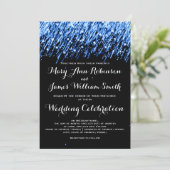 Invitation Mariage Élégant Étoiles Filantes Bleu Saphir (Debout devant)