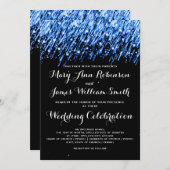Invitation Mariage Élégant Étoiles Filantes Bleu Saphir (Devant / Derrière)