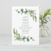 Invitation Mariage Élégant Eucalyptus Blanc et Verdure (Debout devant)