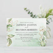 Invitation Mariage élégant Eucalyptus Or (Debout devant)