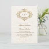 Invitation Mariage Élégant Faux Cuivre sur Fond Blanc Crème (Debout devant)