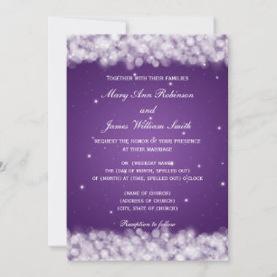 Invitation Mariage élégant Fête Étincelle Violet