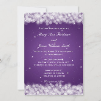 Invitation Mariage élégant Fête Étincelle Violet