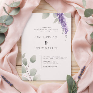 Invitation Mariage Élégant Feuillage Lavande Feuille d'Eucaly