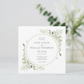 Invitation Mariage Élégant Feuillage Vert (Debout devant)