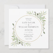 Invitation Mariage Élégant Feuillage Vert (Devant)