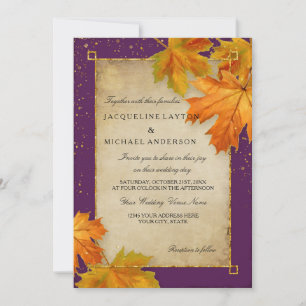Invitation Mariage Élégant Feuille D'automne Tombe Feuilles