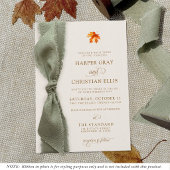 Invitation Mariage Élégant Feuilles d'Automne Ruban Rustique