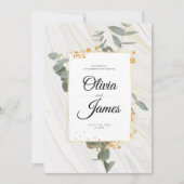 Invitation Mariage élégant fiançailles boho or simple (Devant)