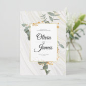 Invitation Mariage élégant fiançailles boho or simple (Debout devant)