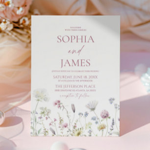 Invitation Mariage Élégant Fleur de Fleur Sauvage Floral