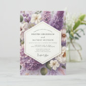 Invitation Mariage Élégant Fleur de Lilas (Debout devant)
