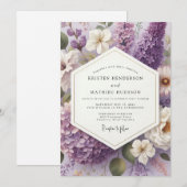 Invitation Mariage Élégant Fleur de Lilas (Devant / Derrière)