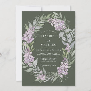 Invitation Mariage Élégant Fleur de Lilas et Sauge