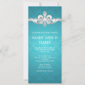 Invitation Mariage élégant Fleur De Lis Blue (Dos)