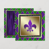 Invitation Mariage élégant Fleur De Lis Mardi Gras (Devant / Derrière)