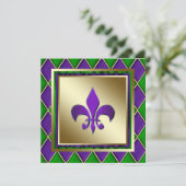 Invitation Mariage élégant Fleur De Lis Mardi Gras (Debout devant)