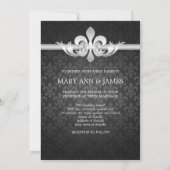 Invitation Mariage élégant Fleur De Lis Noir (Dos)