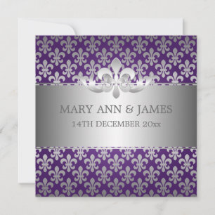 Invitation Mariage élégant Fleur De Lis Purple